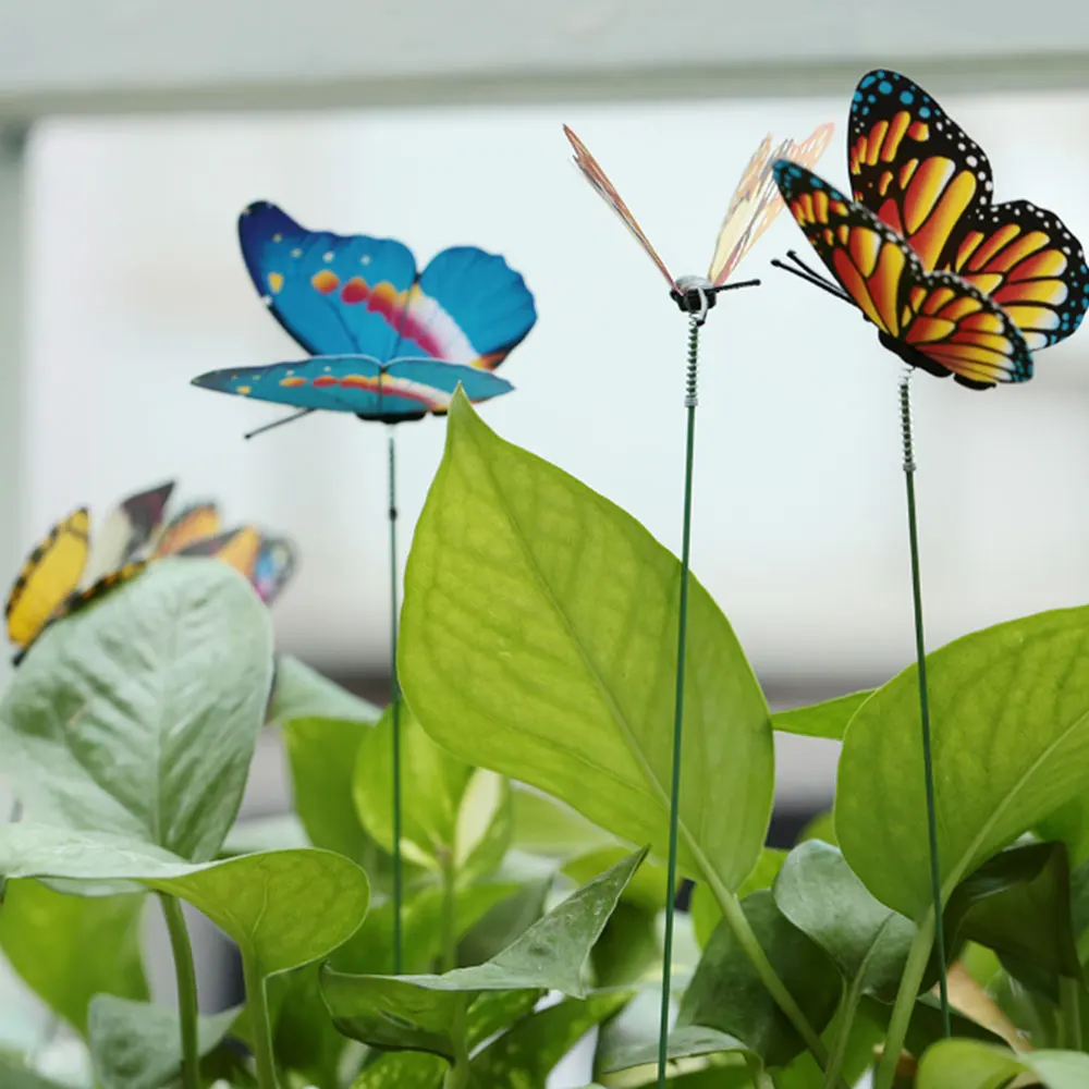 15 шт реалистичные бабочки садовый Декор газон декорации пластиковые цвета случайный 3D садовый Художественный Цветочный горшок искусственное насекомое украшения