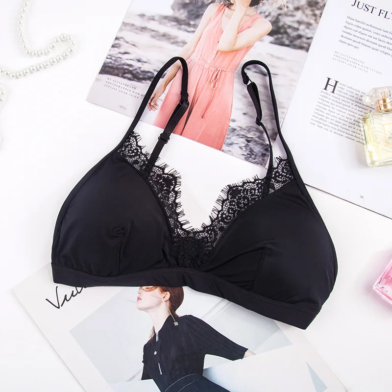 

2019 Japanese quality lace eyelash girl bra underwear adjustable with chest pad wrapped chest tube top summer