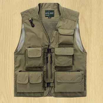 

Spring Autumn Man Outdoors Camping Climbing Trekking Hikking Fishing Riding Photography Mesh 14pcs Pocket Tactical Work Vest