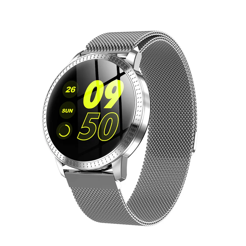 

CF18 1.22 Inch Smart Watch Waterproof IP67 Blood Pressure Monitoring Metal Starp Multi Sport Modes SmartWatch Women Band 2019