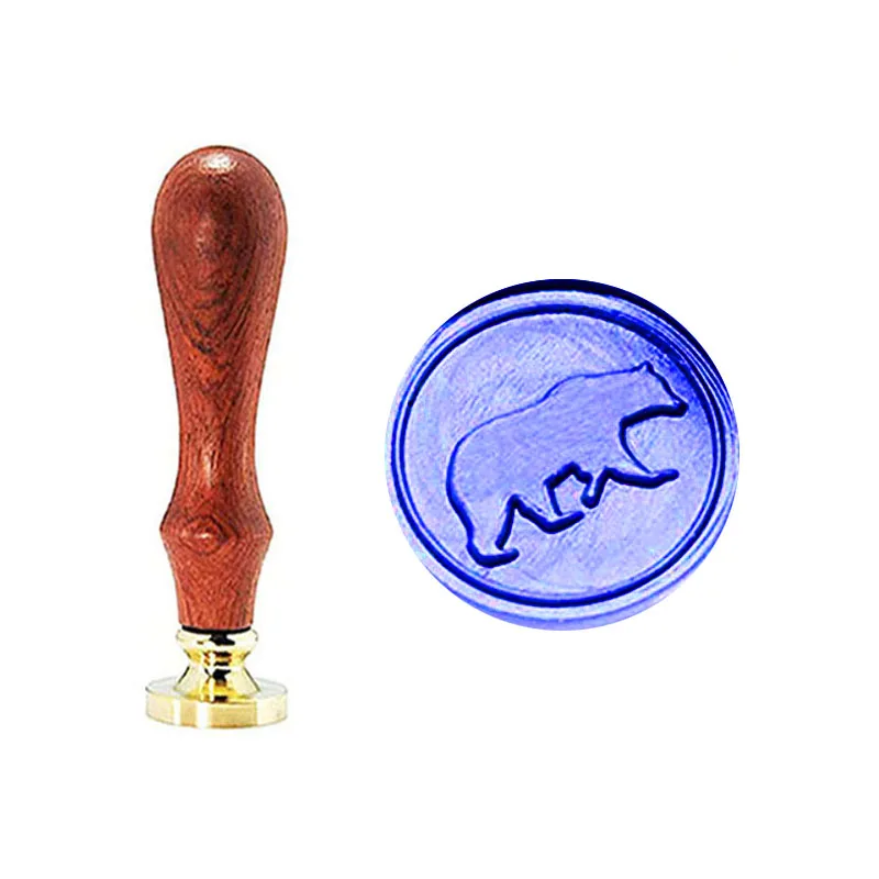  Vintage Cute Bear Custom Picture Logo Wedding Invitation Wax Seal Sealing Stamp Rosewood Handle Set - 33001828302