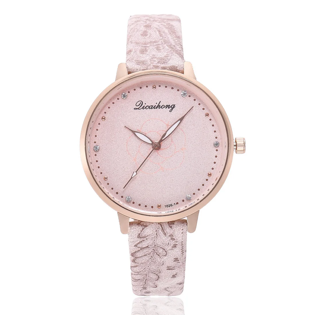 Pink Watch Women Luxury Rhinestones Glass Wristwatches Elegant Business