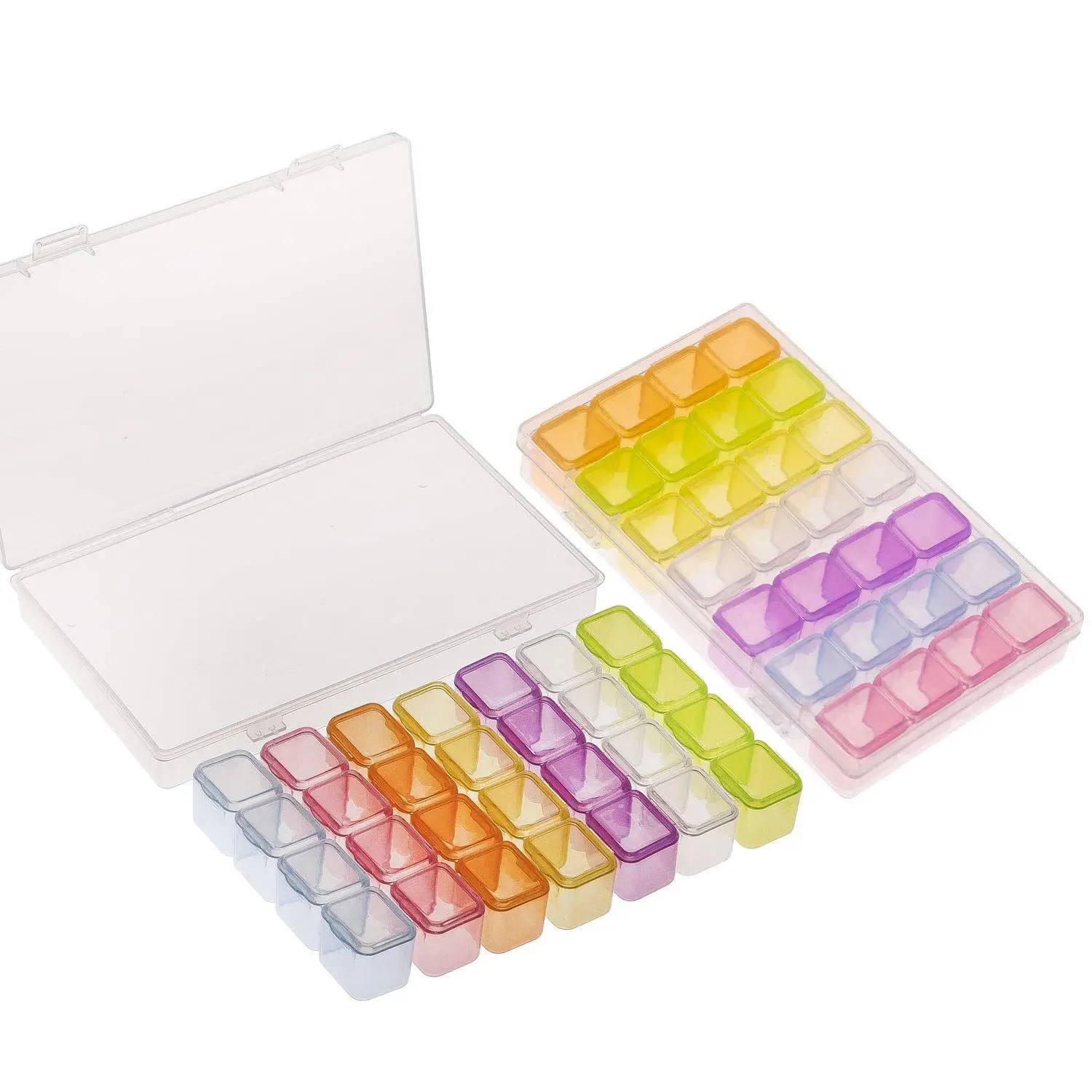 2 Pack 28 Grids Colorful Diamond Painting Box, Diamond Embroidery Box
