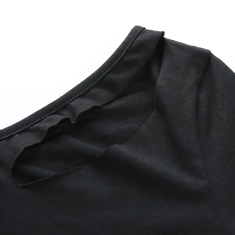 2019 Сексуальная футболка женская одежда в стиле Панк цепь полые модные