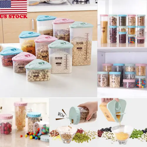 

1Pcs Plastic Kitchen Dried Food Storage Container Boxes For Cereal Grain Bean Rice Plastic Case 300ml-1800ml
