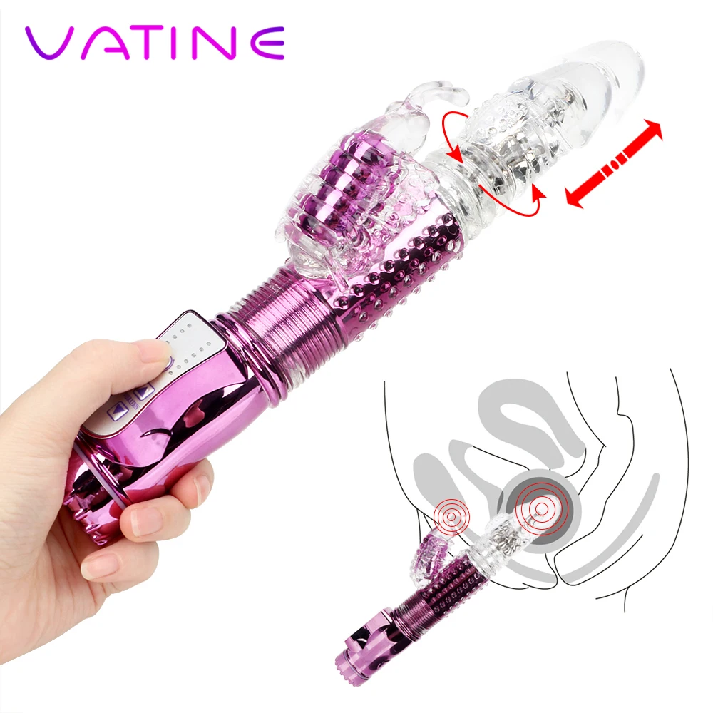 VATINE فراشة هزاز تلسكوبي الدورية حبة قضبان المزدوج الاهتزاز عصا دسار الجنس لعب للنساء USB قابلة للشحن