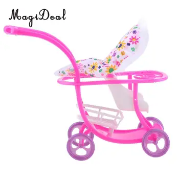 

Lovely Plastic Mini Baby Doll Stroller Push Car Dolls Trolley Dollhouse Bedroom Decor Life Scenes Kids Toy