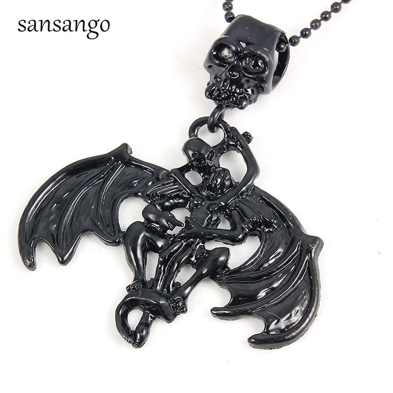 2018 New Design Couple Jewelry Gothic Gun Black Skull Devil&Girl