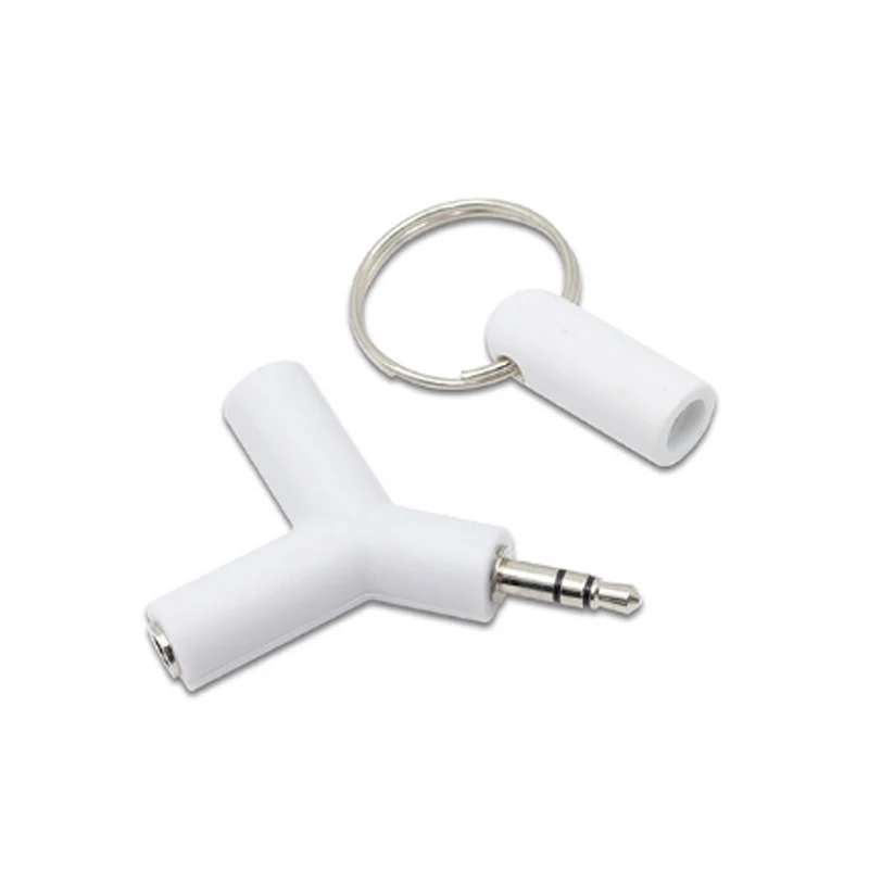 100pcs Jack 1 to 2 Double Earphone Headphone Y Splitter Cable Cord Adapter Plug For computer Mobile phone MP3 MP4 3 5mm