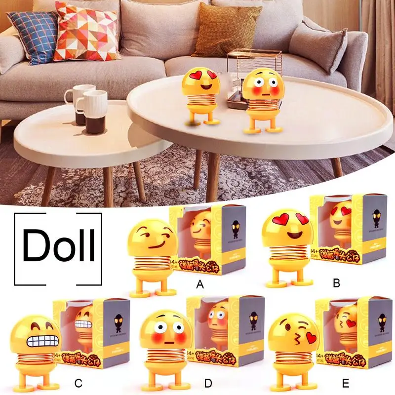 

Emoji Smile Shaking Head Doll Toy Plastic Cartoon Funny Spring Model Ornaments Decor For Car Living Room Bathroom Bedroom Shop B