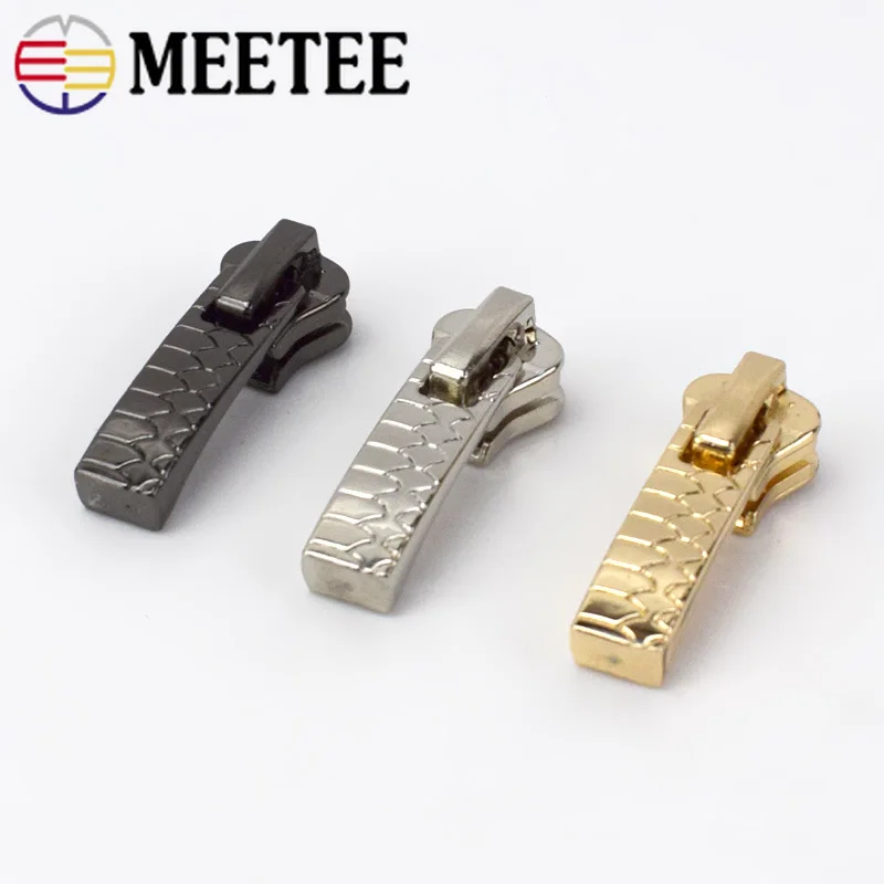 

10pcs Meetee 5# Repair Kit Metal Zipper Slider Puller Head Slosure for Sewing Bags Wallet Clothing Accessories C3-1
