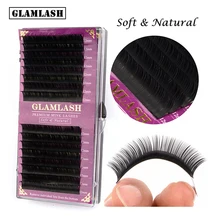 GLAMLASH B/C/D локон 7-16 мм накладные норковые ресницы натуральные мягкие ресницы для наращивания ручная работа Высокое качество