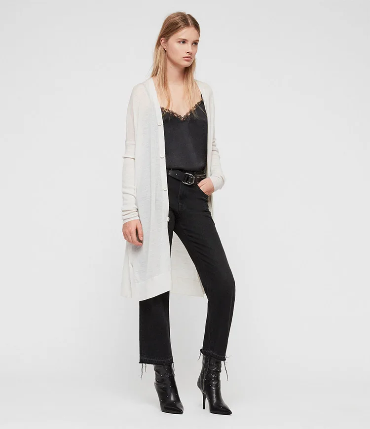 YUNINYOYO a longline silhouette with button up side splits women Cardigan with pure merino wool Single breasted spring autumn YUNINYOYO a longline silhouette with button up side splits women Cardigan with pure merino wool Single breasted spring autumn