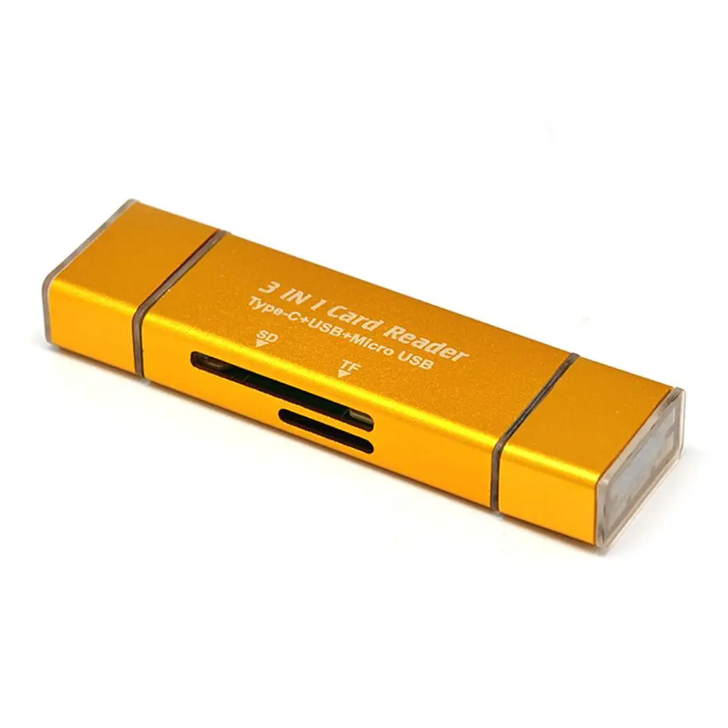 3 в 1 Тип C/Micro USB/Home, Travel, Office и т. д. USB 2,0 SD/TF Card Reader адаптер для OTG Android/PC