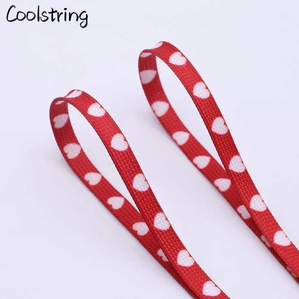 Coolstring Digital Print Sublimated Shoelaces Flat Printed Red White Heart Boot Laces Heat Transfer Latchet For Flats Sneakers