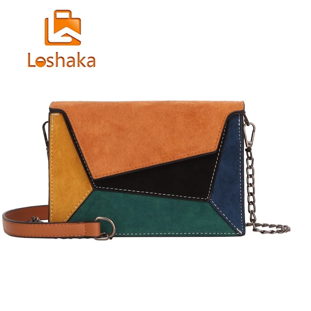 

Loshaka Vintage Chain Women Flap Bag Quality Leather Female Patchwork Shoulder Bag Small Causal Ladies' Messenger Crossbody Bag