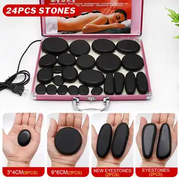 

24pcs/set Body Massage Stone Heater Box Hot Stone with 220V/110V Heating Box Relieve Stress Back Pain Health Care Relaxation