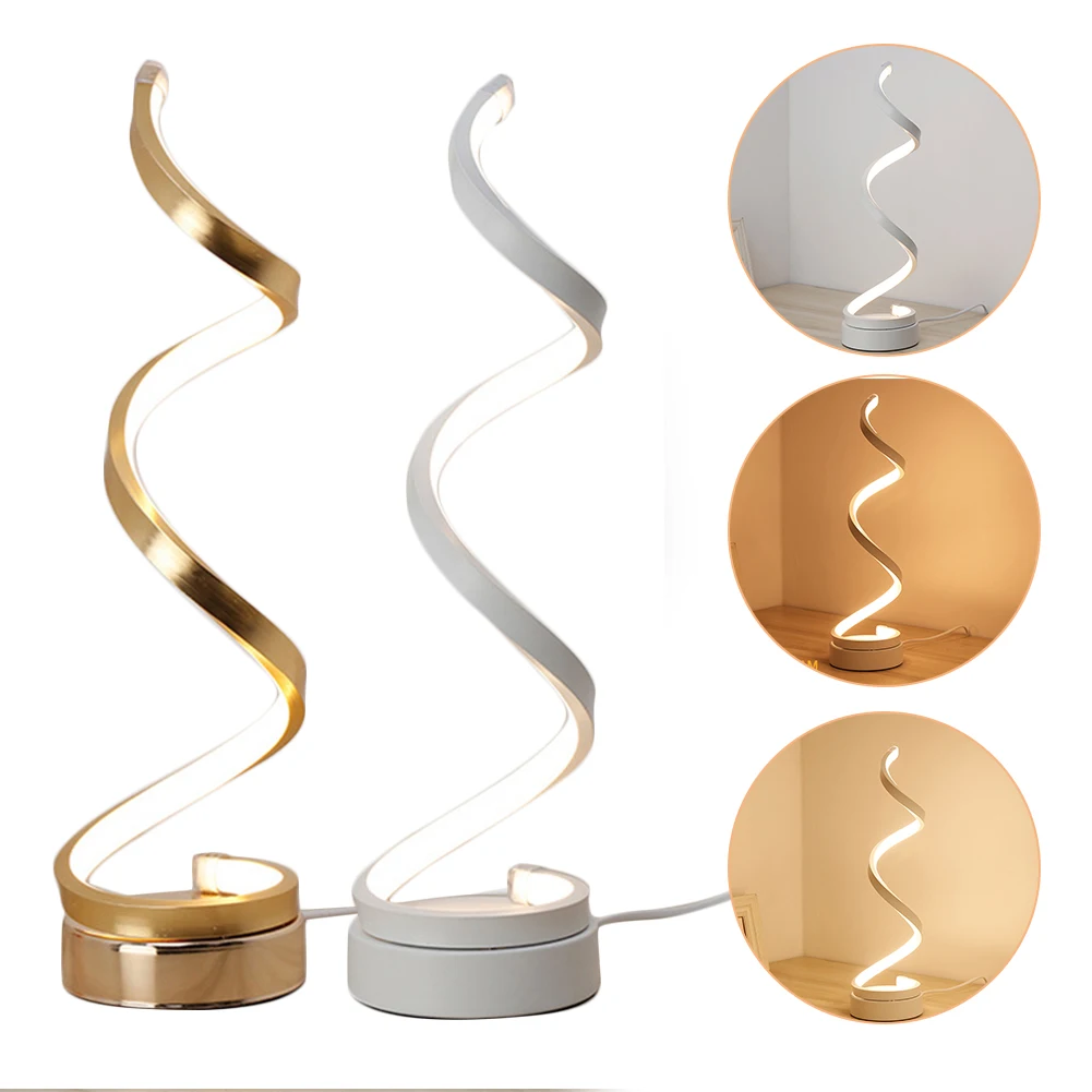 

Streamlined Led Soft Brightness Eye Protection Desktop Table Lamp Side-glowing Energy Saving Spiral Shape Adjustable Easy Clean