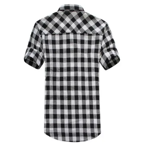 Новая модная Мужская Летняя Повседневная рубашка, мужская клетчатая рубашка с коротким рукавом, топы