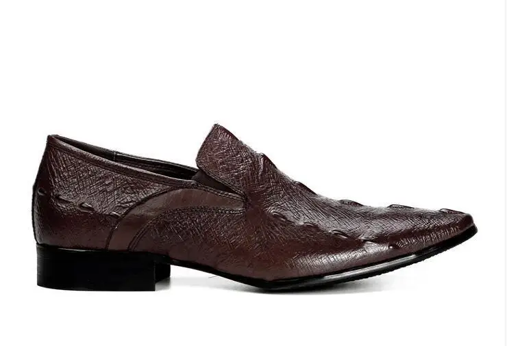 on brown Vestido Apontou Homens Dos Oxfords Sapatos Black Genuíno Toe Elástico chocolate Slip Formal Couro Derby De qUdZt