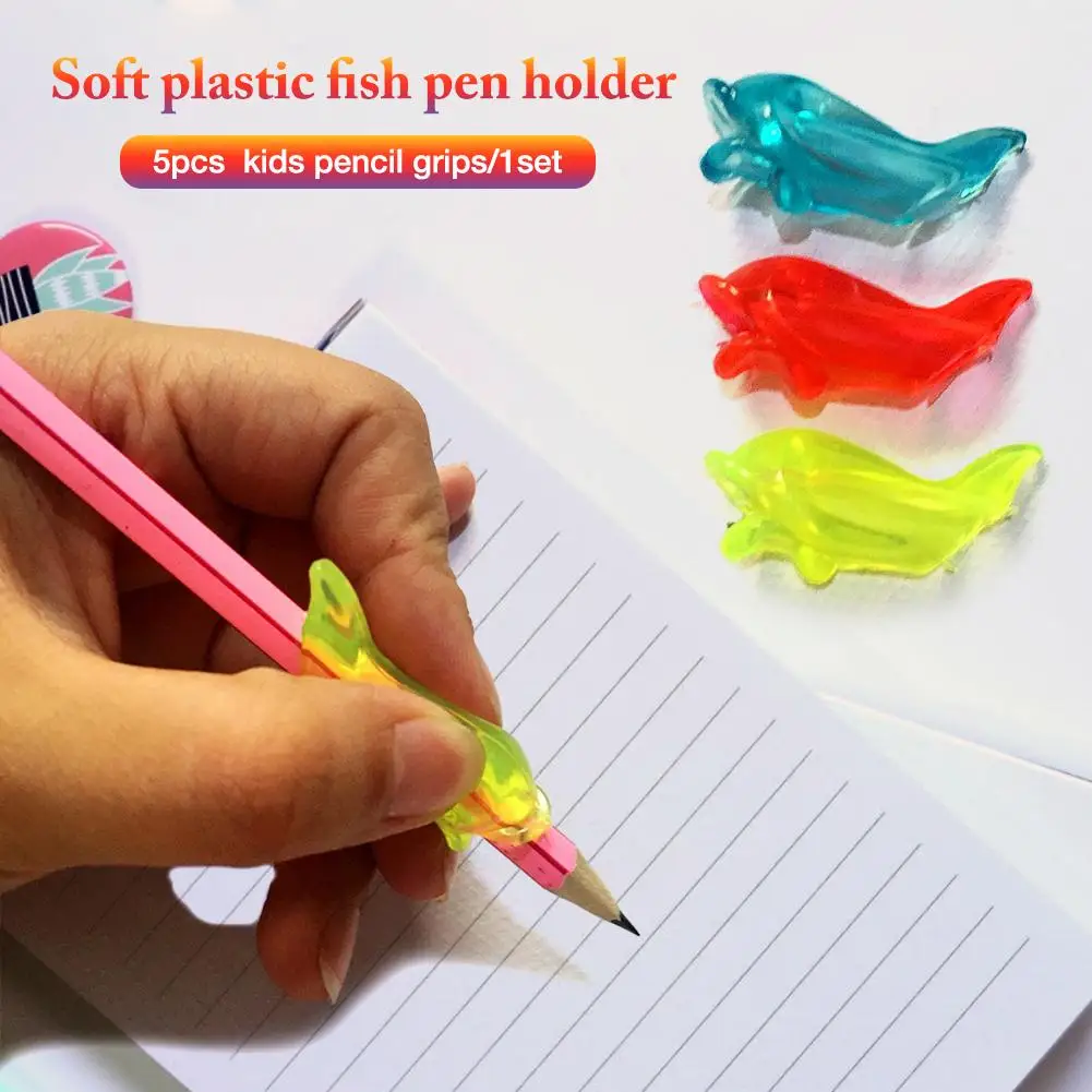 

15PCS Pencil Grips Silicone Pencil Holder Writing Aid Writing Posture Corrector for Kids Student Adult Fish Shape Corrector