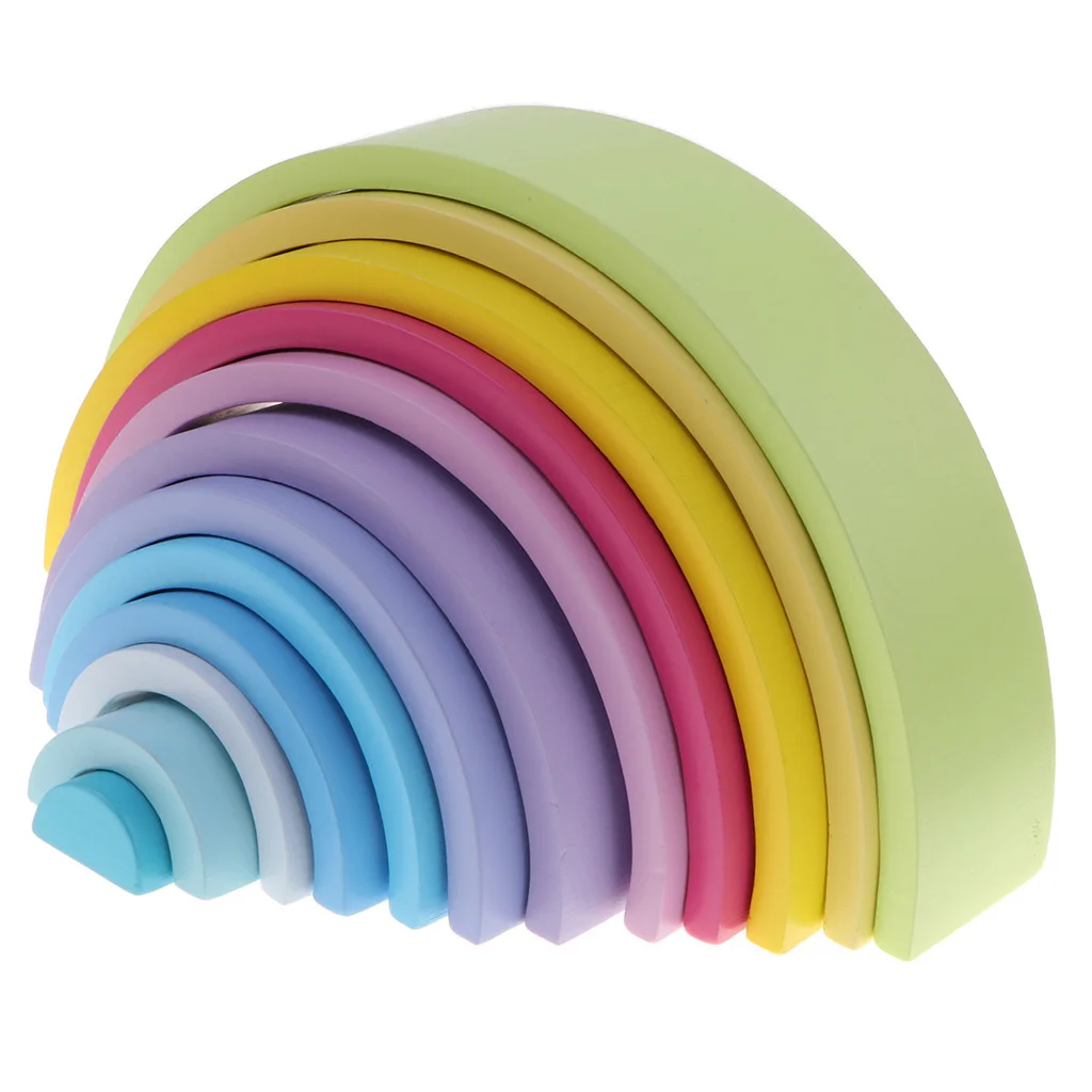 

Wooden Rainbow Stacking Blocks (12pcs Macaron Color) Educational Toy for Baby Toddler