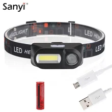 Мини-головной светильник, водонепроницаемый, XPE COB светодиодный, 6 режимов, налобный фонарь, USB, перезаряжаемый, 18650, на батарейках, головной светильник, светильник-вспышка для ночной рыбалки
