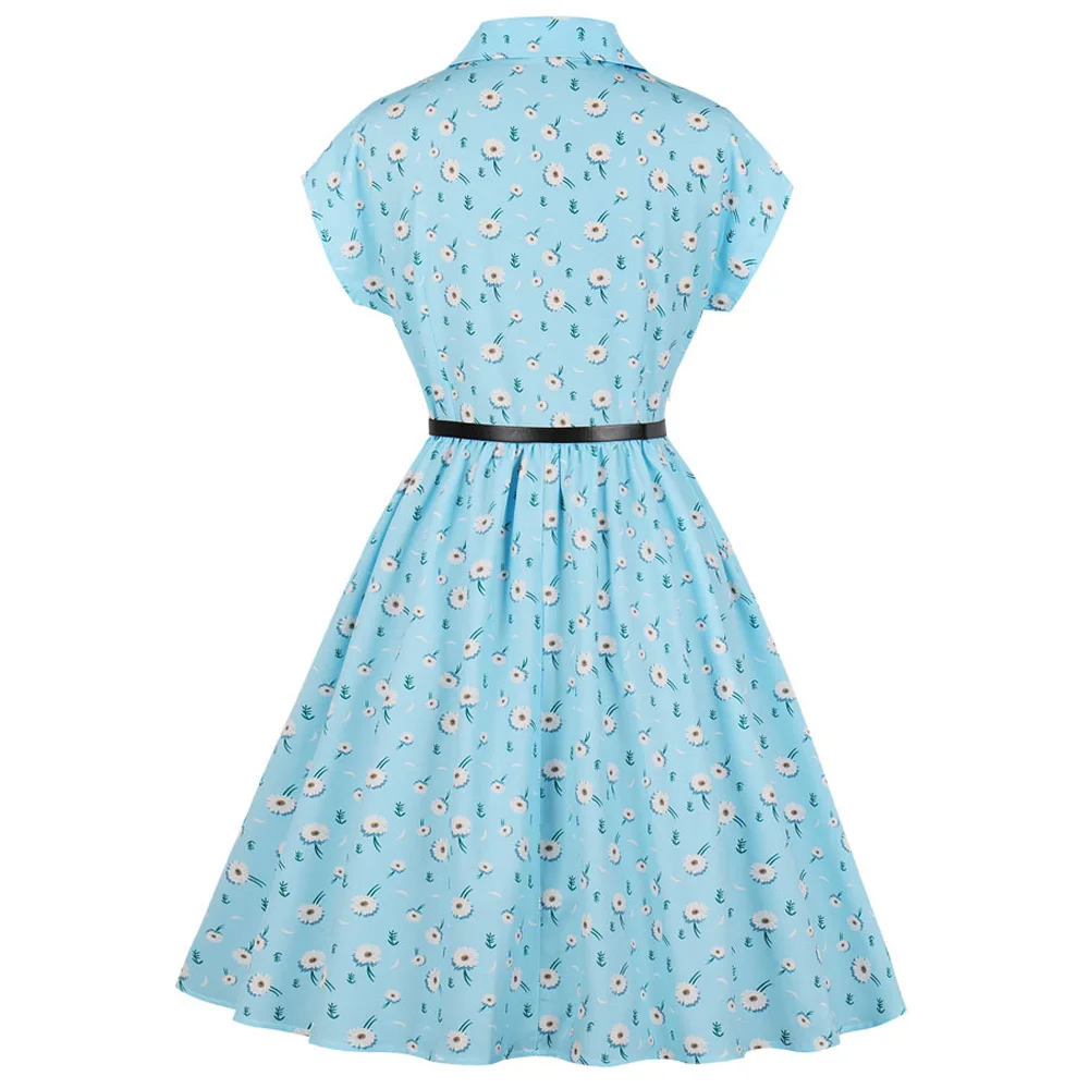 Женское винтажное платье с коротким рукавом Joineles отложным воротником и