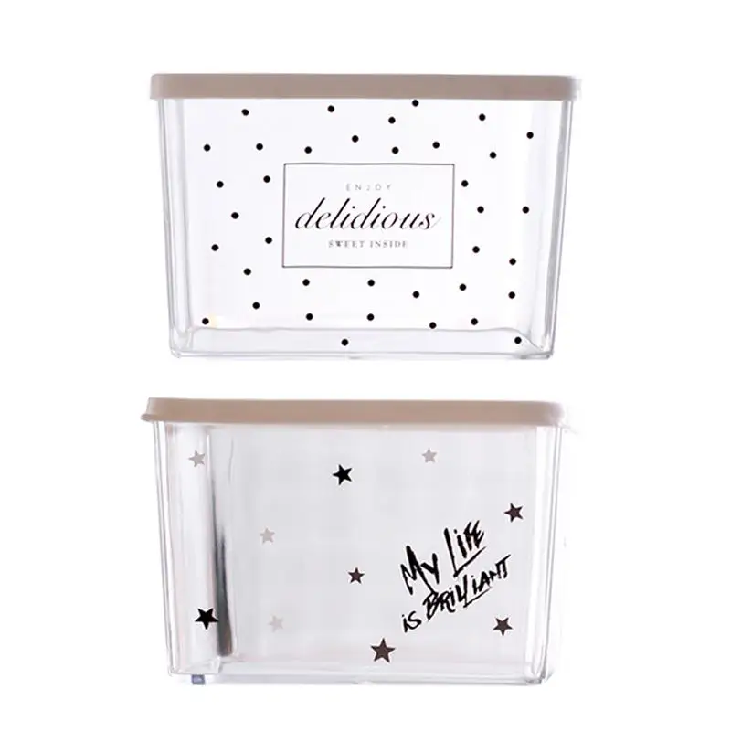 

2pcs Europe Style Kitchen Sealed Crisper Refrigerator Storage Boxes Rectangular Food Container For Fruit Meat Cereal