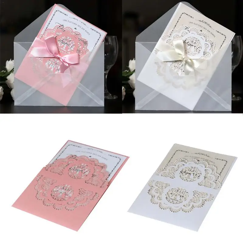  10PCS HK-45 European Style Love Bird Wedding Invitations Card Elegant Lace Hollow Envelopes Greetin - 32950724724