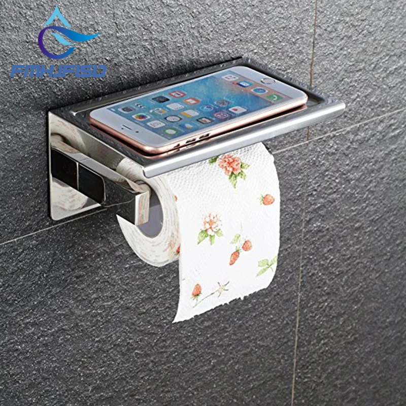 Настенный держатель туалетной бумаги 304 из нержавеющей стали держатель для ванной комнаты с хранение мобильных телефонов полка матовая