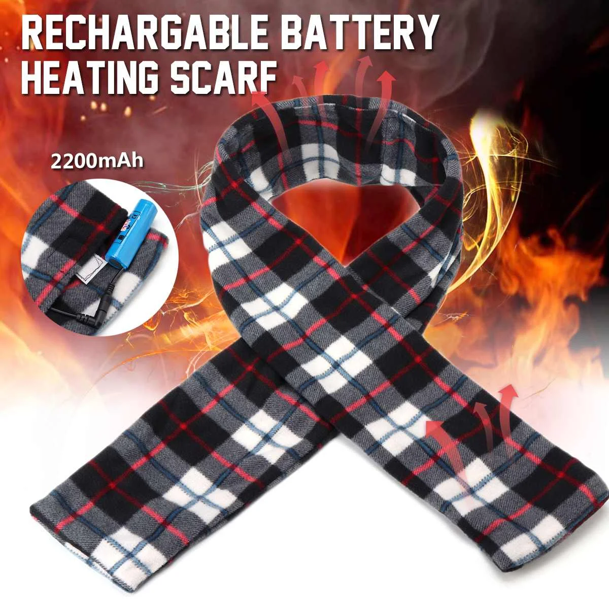 Rechargeable Battery Outdoor 150cm Electric Heated Scarf Shawl Winter