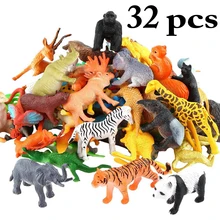 32 шт. комплект игрушек для животных реалистичные забавные игрушки для животных фигурки животных с забором трава дерево
