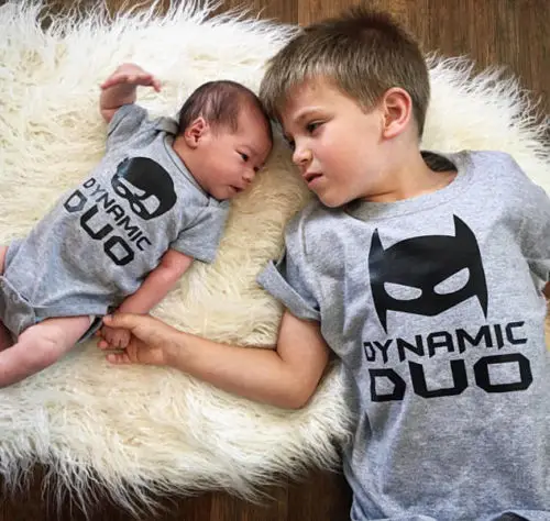 

Family Newborn Kids Baby Boy Dynamic Duo Romper Bodysuit T-shirt Cotton Clothes