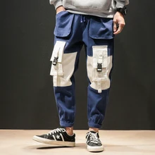 Японский стиль, мужские рабочие хлопковые повседневные штаны-шаровары, мужские брюки, спортивные эластичные штаны в стиле хип-хоп для бега