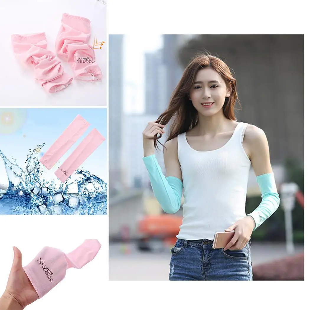 

men and women outdoor sports riding sunscreen arms Summer ice sunscreen cuffs elbows anti-UV ice sleeves new 6 color