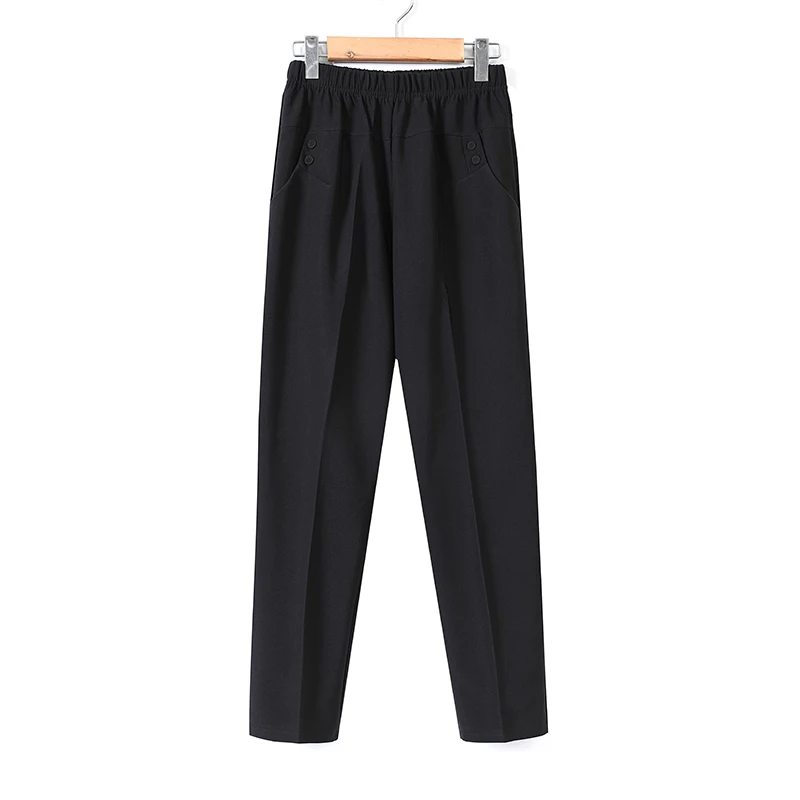 

Spring Summer Middle Aged Women Pants Slim Elastic Waist Casual Straight Pants Female Trousers Plus Size 5XL