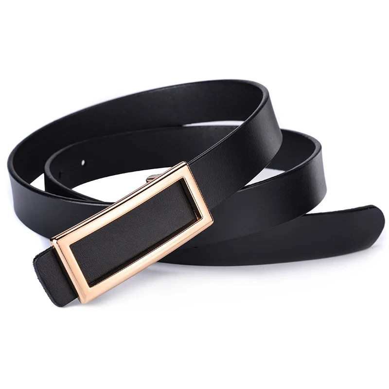 

2019 Fashion Designer Square Metal Smooth Buckle Belt for Women Quality Genuine Leather Waist Belts for Jeans Female Waistband