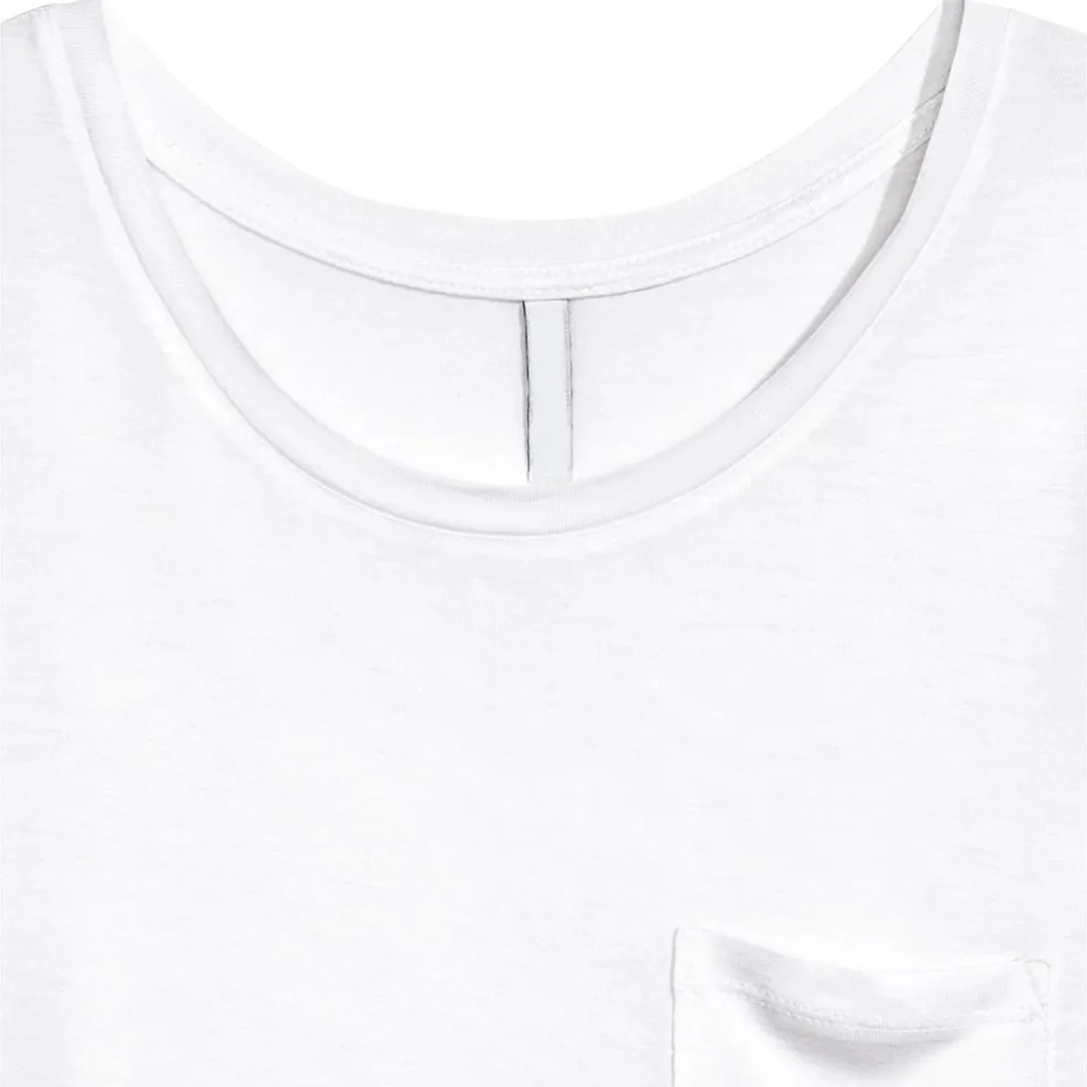 HDY Haoduoyi 2019 Summer T-shirt Girl Pure Color Simple Commuter Basic Chest Pocket Loose Round Neck T-shirt HDY Haoduoyi 2019 Summer T-shirt Girl Pure Color Simple Commuter Basic Chest Pocket Loose Round Neck T-shirt