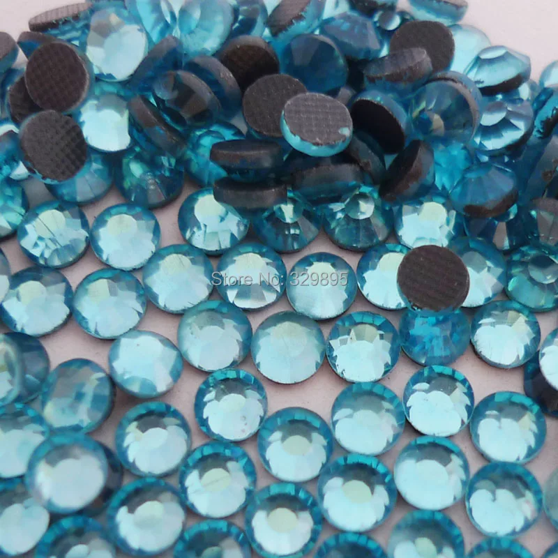 AAAA Aquamarine DMC стразы с горячей фиксацией плоским основанием стекло железный камень