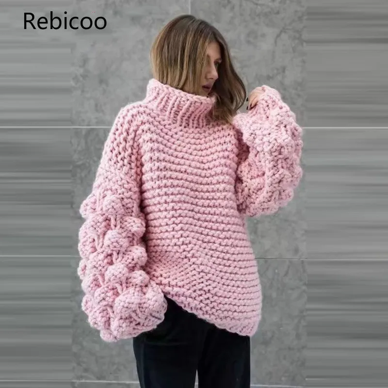 

Turtleneck Women Sweaters and Pullovers 2019 Winter Pink Pullover Women Long Sleeve Tops Pulover Feminino
