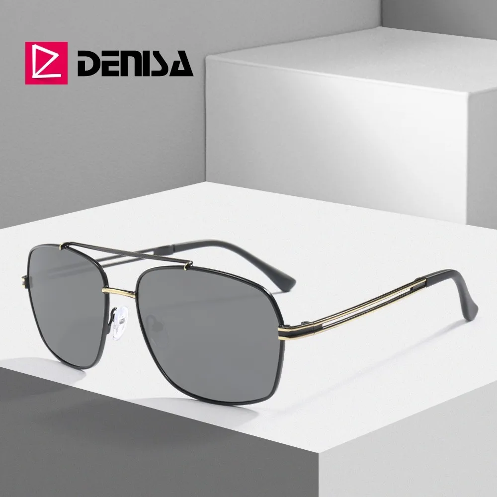 DENISA антибликовые Квадратные Солнцезащитные очки с солнцезащитными очками, Мужские поляризационные очки, Новая Мода UV400 очки для взрослых P1904