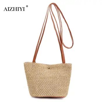 

Women Handbag Vintage Straw Weaving Shoulder Messenger bag Rattan Woven Handmade Knitted Summer Beach Bag Totes Bohemia New