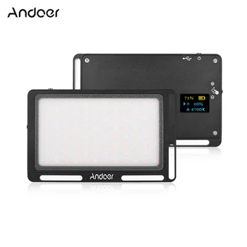 

Andoer Portable LED Video Light Panel Camera Fill Light with OLED Screen 1/4" Screw Hole 3500K-5700K Dimmable 96pcs LED