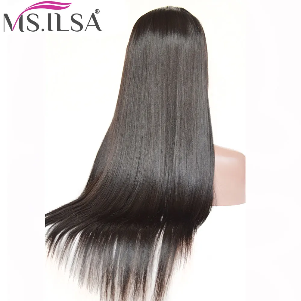 Full Lace Wig With Baby Hair Light Yaki Remy Human Hair Wigs For Black Women With Baby Hair Yaki straight Natural Color MS.ILSA