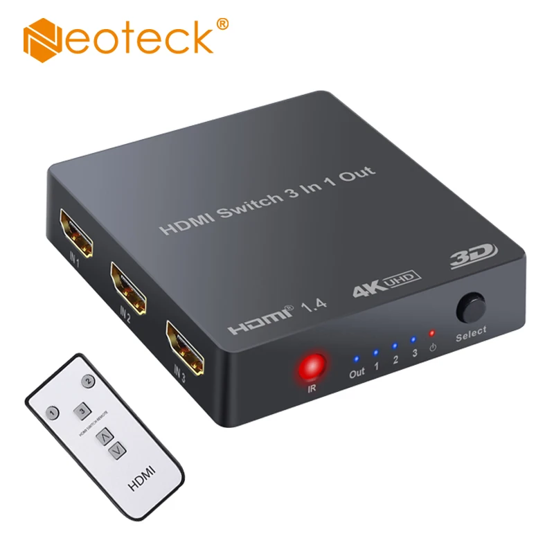 Neoteck 3 порта HDMI Коммутатор концентратор в 1 с ИК пультом поддержки 4K 3D для Blu Ray DVD PS3