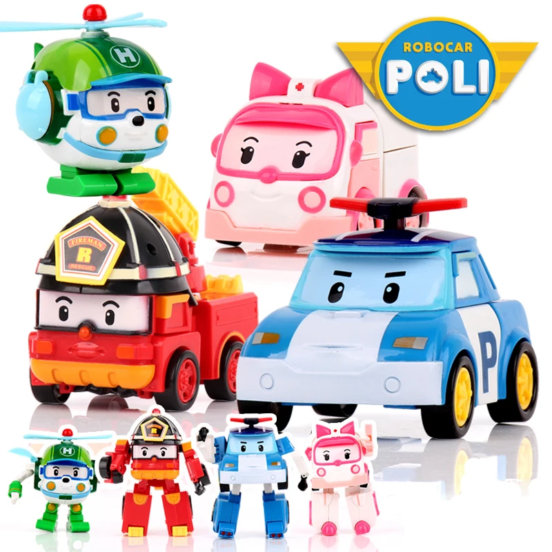 4 шт./компл. Robocar Poli детские игрушки робот трансформер аниме фигурка юбки фигурки