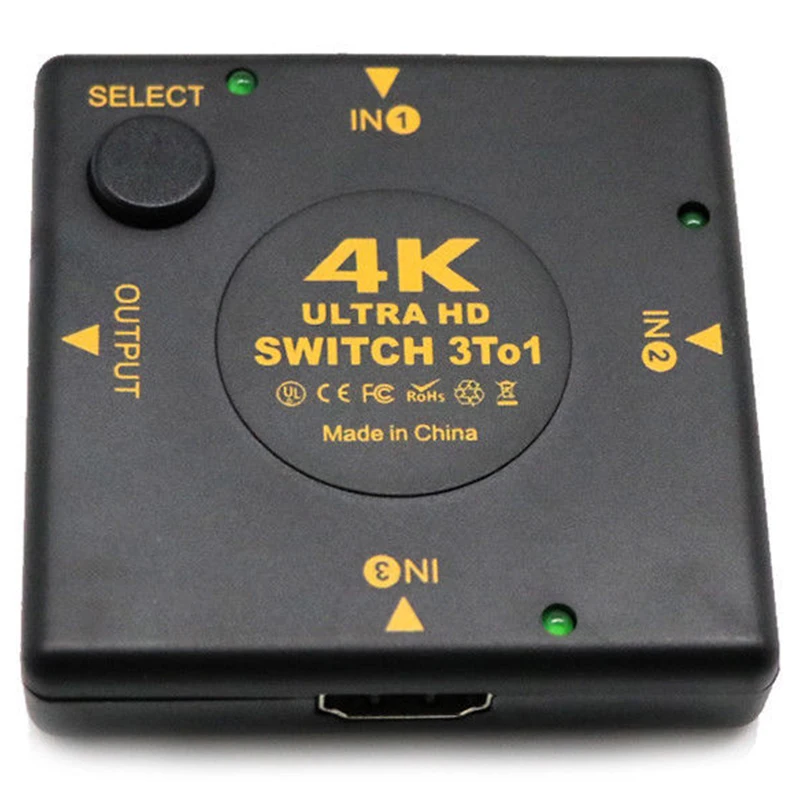 

4K HDMI Switch Box Selector 3 In 1 Out kvm Audio Extractor Hub Splitter Switcher-SCLL