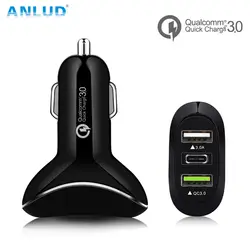 ANLUD Quick Charge 3,0 Автомобильное зарядное устройство fm-передатчик Bluetooth автомобильный комплект TYPE-C 3.0A 18 Вт Автомобильные аксессуары для Xiao huawei