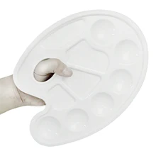 1X традиционный Овальный смешивание искусство художника альтернатива краски лоток цветовая палитра с белым 10 скважин отверстие для большого пальца